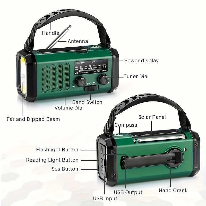 StormMate X10 Notfallradio mit 10.000 mAh Powerbank | Solar, Handkurbel & USB-C | LED-Licht, SOS-Alarm & Kompass | AM/FM/NOAA