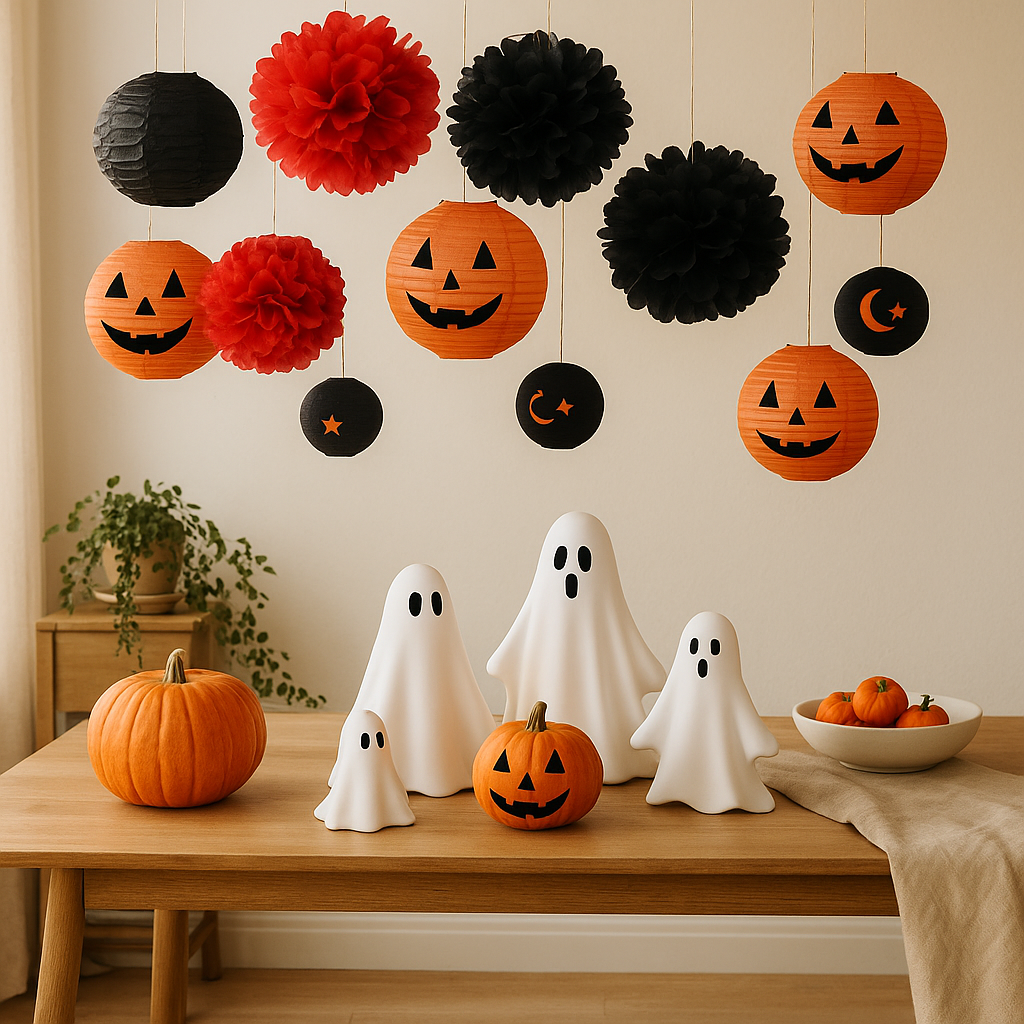 Halloween-Kürbislaterne | Hängend | Dekorationsset | Papierlaterne | Halloween-Deko