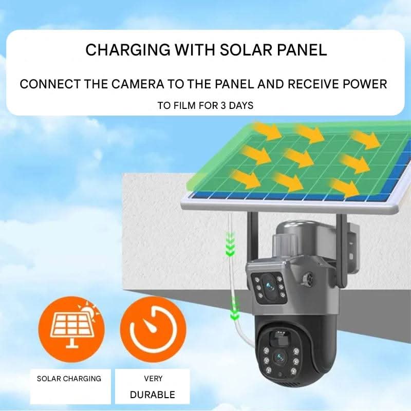 DualGuard Solar 4K – Drahtlose Überwachungskamera mit Solarpanel & 360° App-Steuerung