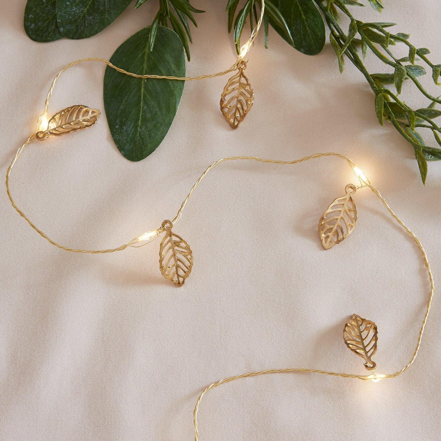 Goldblatt Lichterkette - Weihnachtsdekoration - Warmweißer Glanz