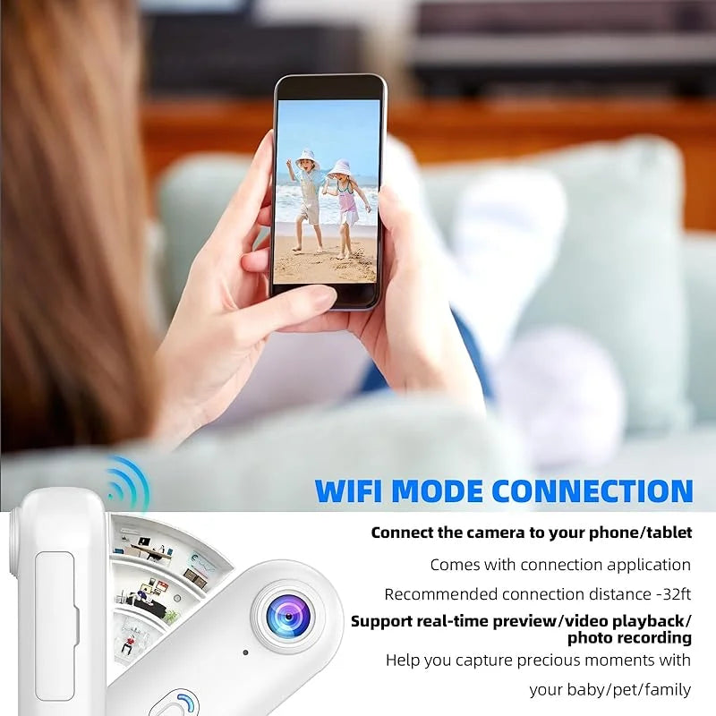 4K Mini WiFi Action-Kamera, Tragbar, Wasserdicht, Magnetclip, 360° Halterung