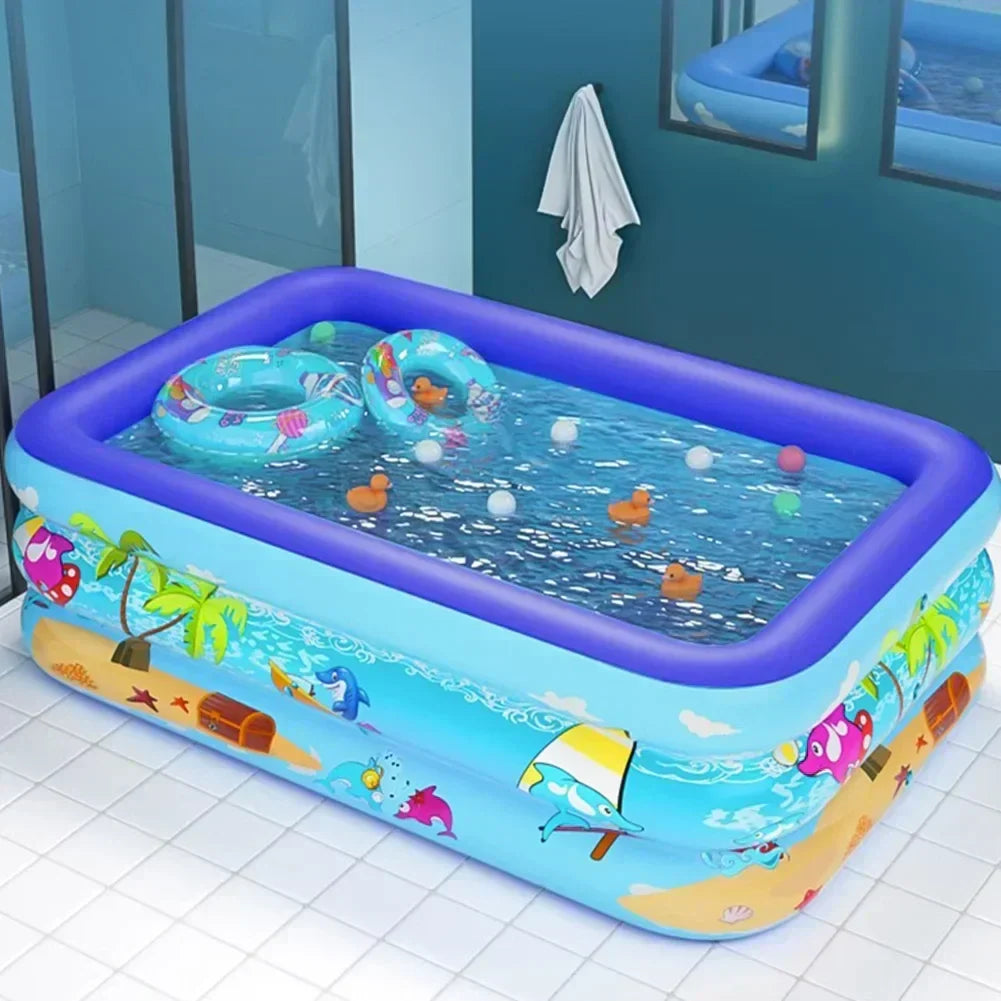 Luftolino Aufblasbares Kinder-Splash-Pool | 110–180 cm | Extra Dickes PVC | Cartoon-Design für Garten & Balkon