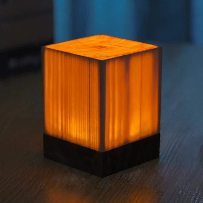 Tischlampe - Touch-Steuerung - Holzfinish