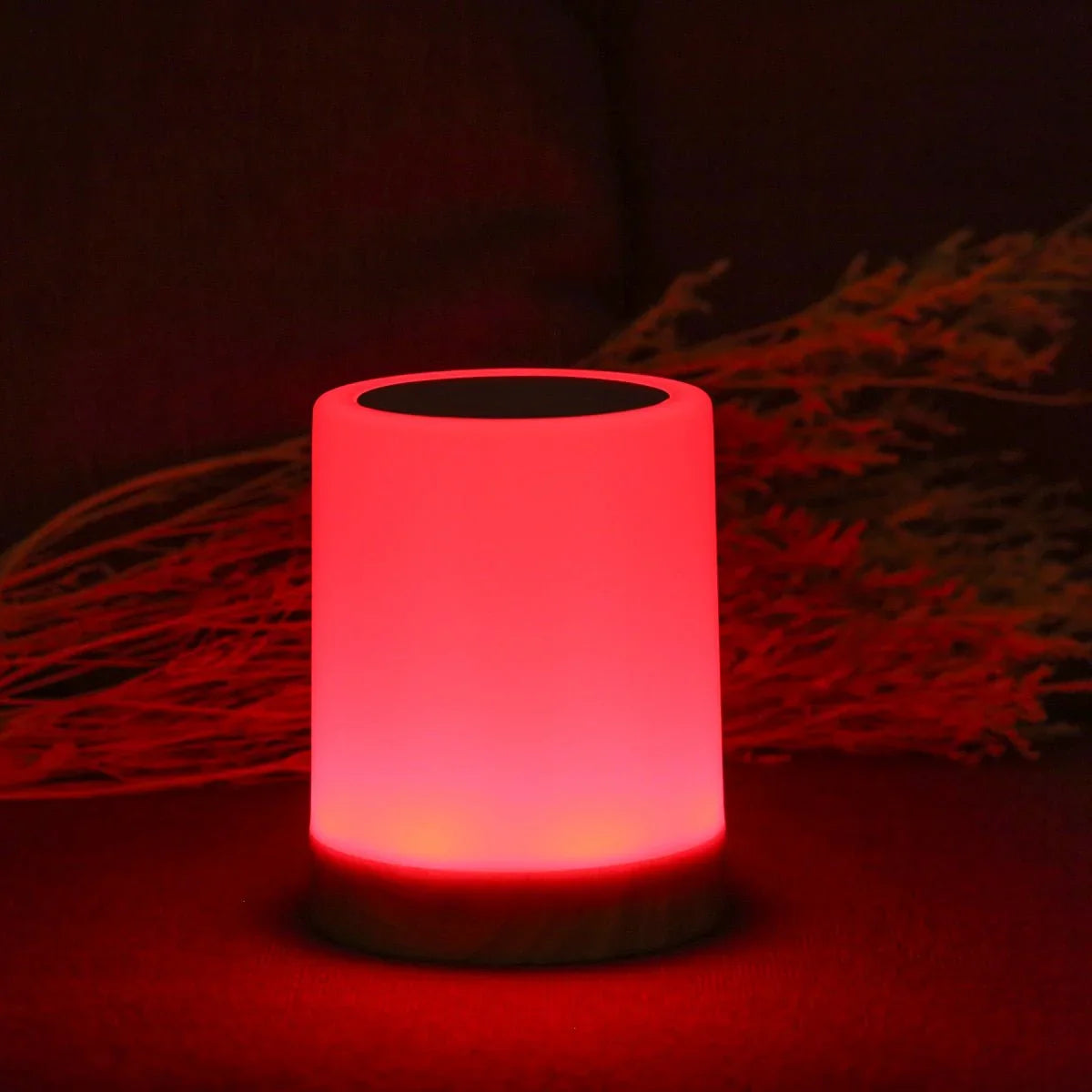 Tischlampe - Holzfuß - Touch-Steuerung