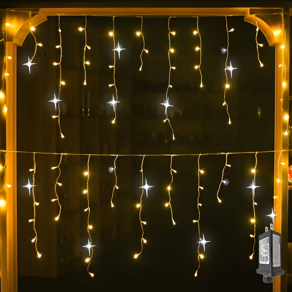 LED Lichtervorhang Außen Warmweiß Wasserdicht