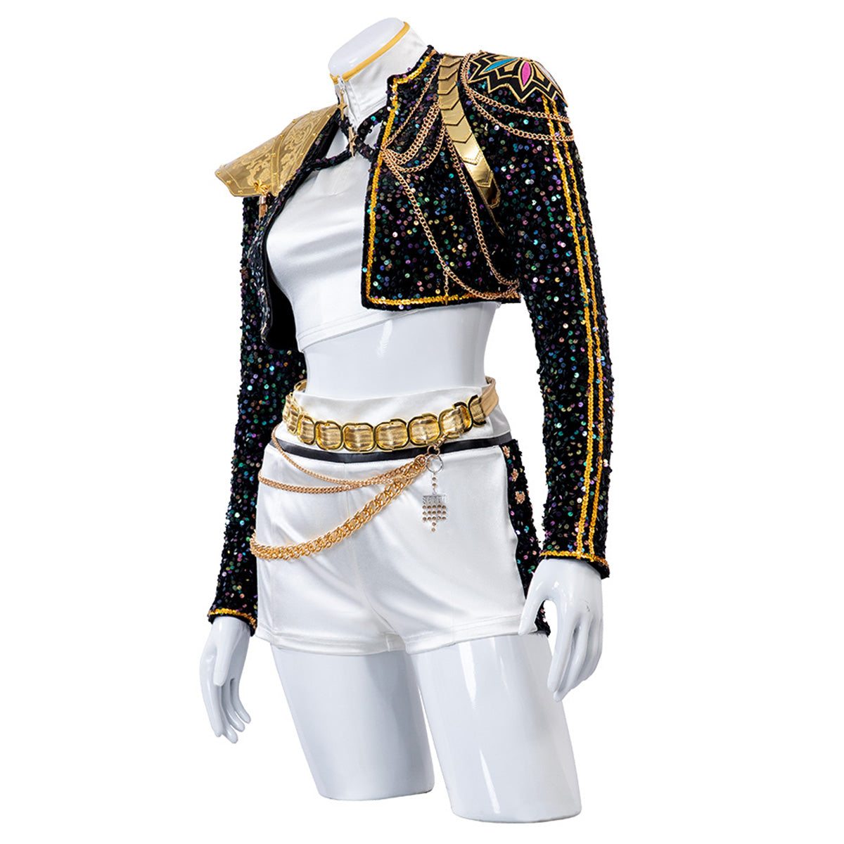 Glitzer Kostüm Damen Schwarz Gold