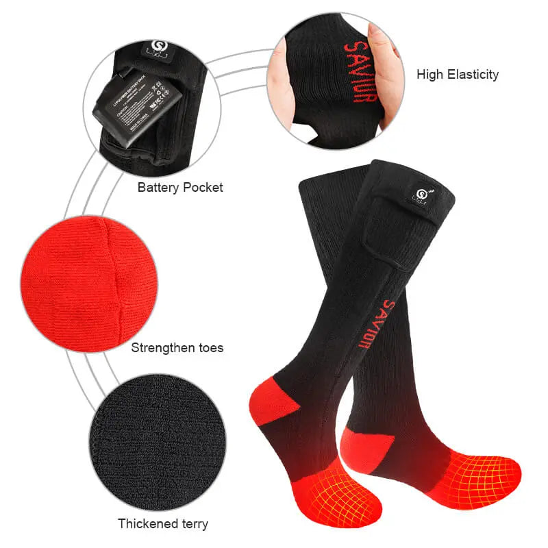 Savior Herren Damen 7.4V Batteriebetriebene Heizsocken