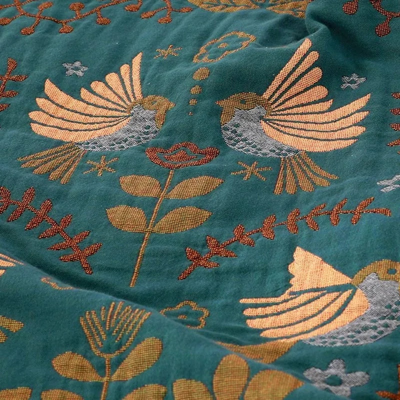 Umkehrbare skandinavische Vogel-Decke | 100% Baumwoll-Decke