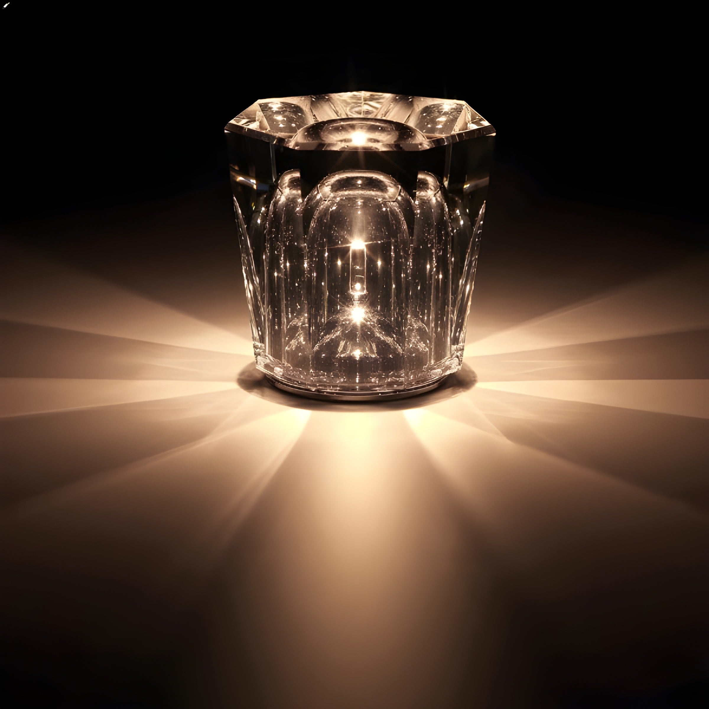 Kristall Tischlampe VÉLORIA | Diamant-Look & 360° Lichtspiel | Kabellos & USB wiederaufladbar | Bis zu 12 Stunden Lichtdauer