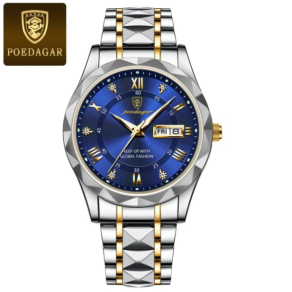 Modell 615 | Luxus-Herrenuhr | Japanisches MIYOTA-Quarzwerk | 316L Edelstahlgehäuse | Hardlex-Kristallglas | 3 ATM Wasserdicht | Lumineszierende Indizes & Datum