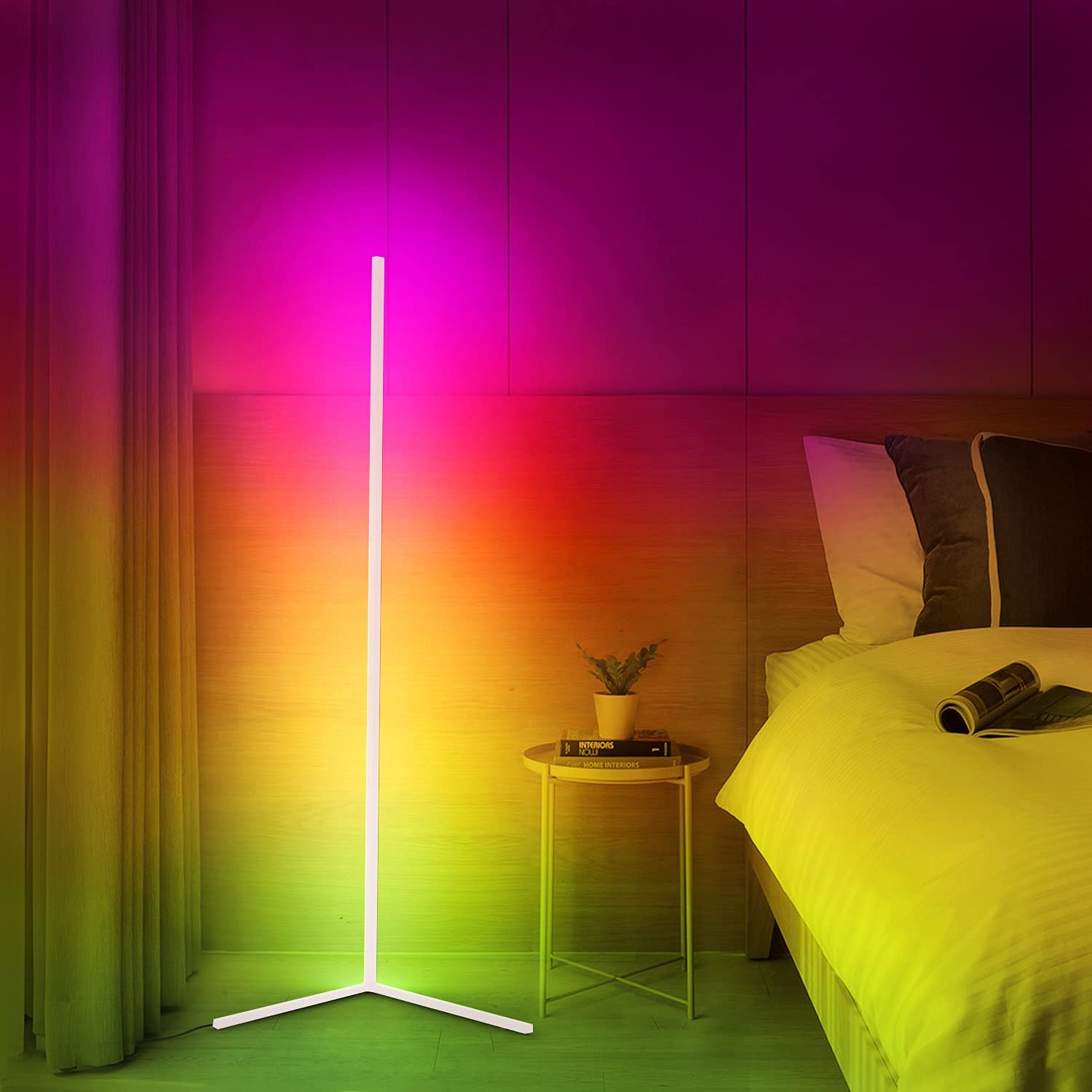 Slim LED-Ecklampe, dimmbar, Wohnzimmer & Schlafzimmer