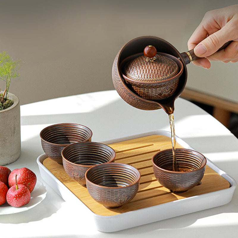 Keramisches Teekannen-Set - Rotierendes Design - Teesieb Inklusive