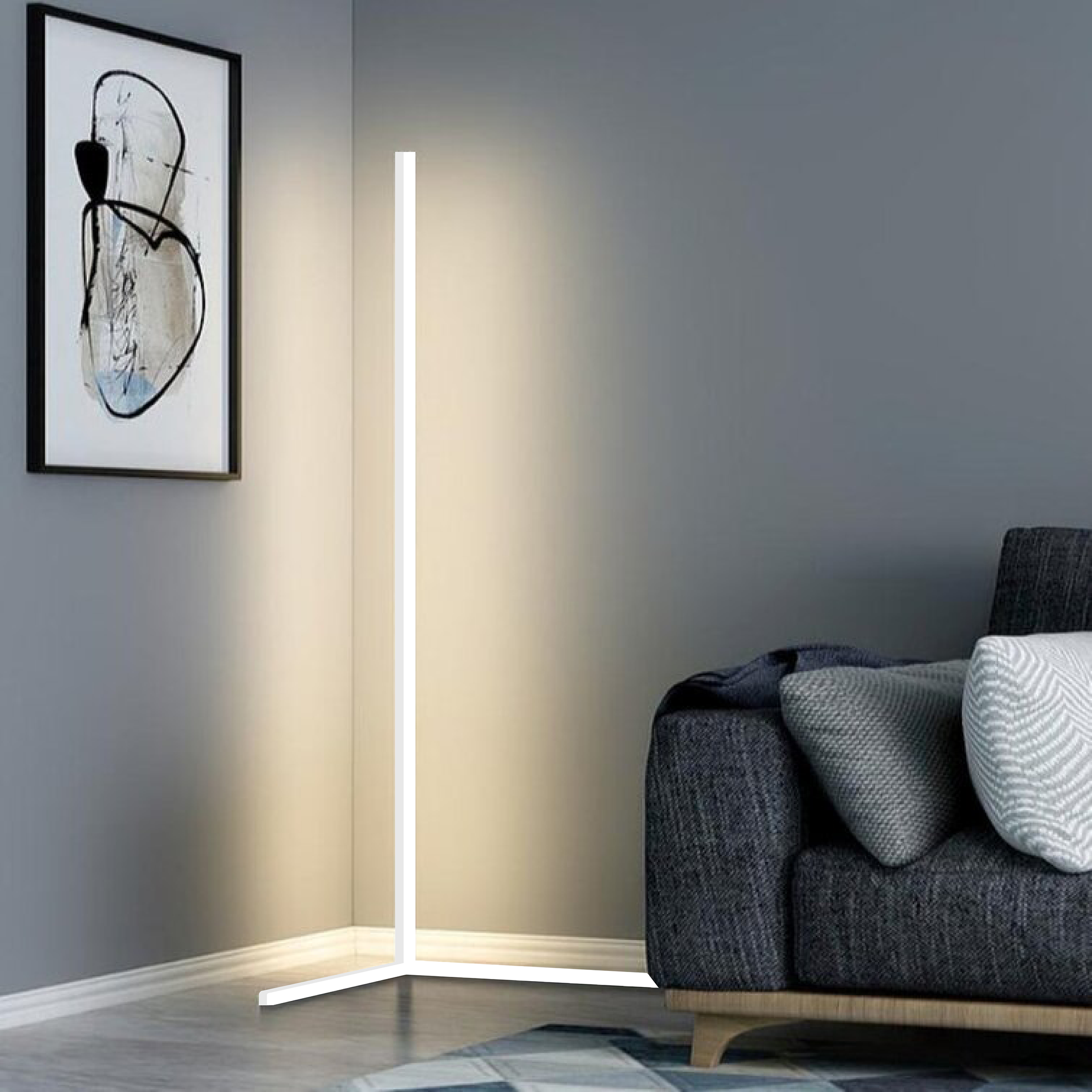 Slim LED-Ecklampe, dimmbar, Wohnzimmer & Schlafzimmer