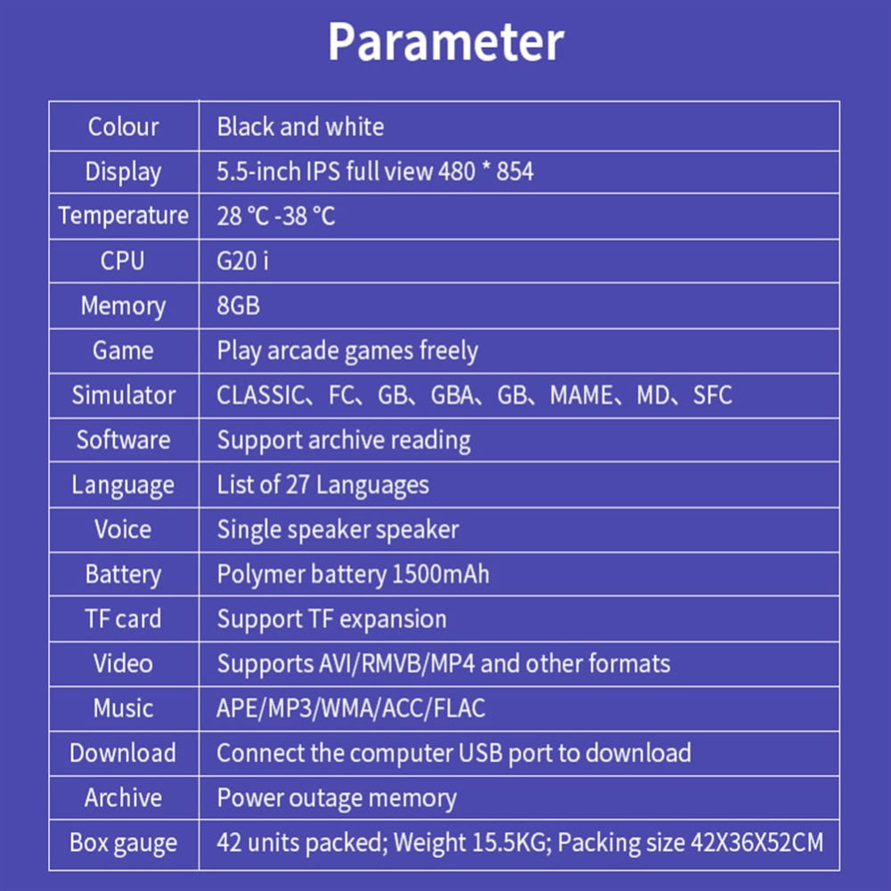 Handheld Retro-Spielkonsole, tragbarer Video-Player, integrierte Spiele