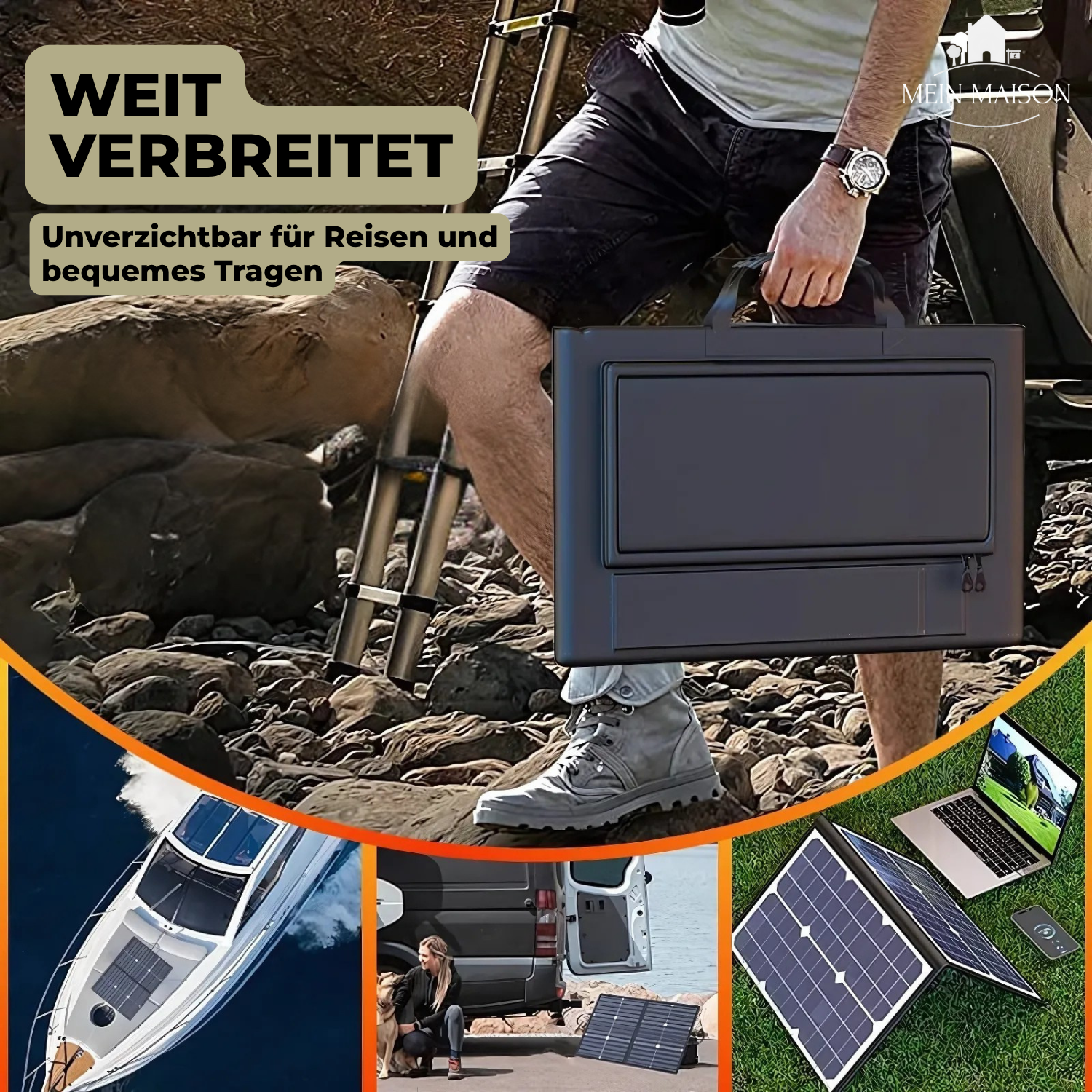SolaraX 1000W Faltbares Solarpanel-Kit | Komplettset mit MPPT & USB/Type-C | Für Camping, Auto, Boot & Wohnwagen