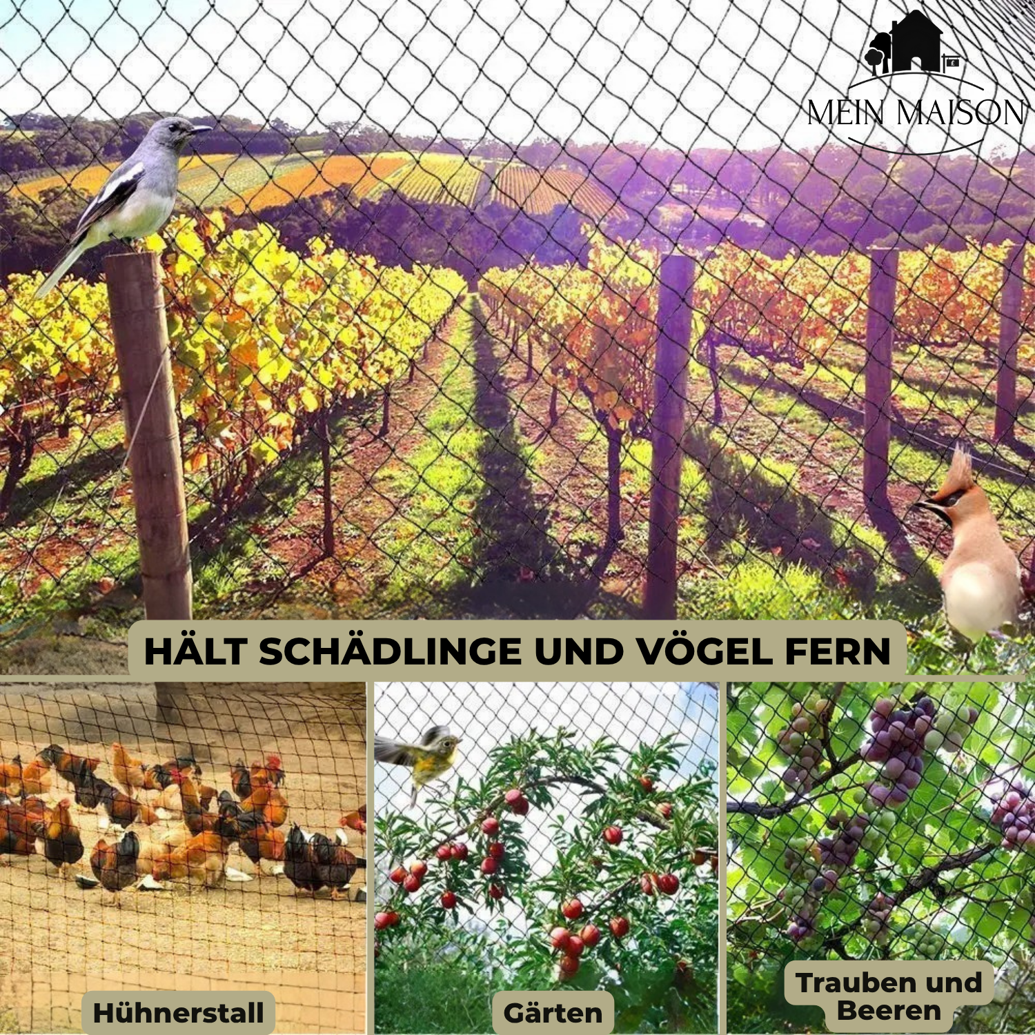 AgriNet Pro Gartennetz | UV-beständig & reißfest | Vielseitiger Pflanzenschutz | In individuellen Größen erhältlich