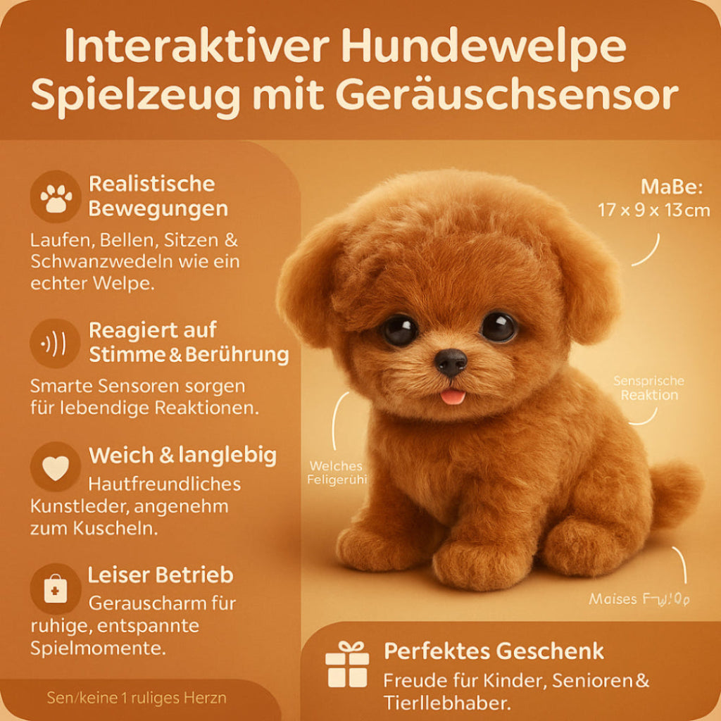 Interaktiver Hundewelpe Spielzeug mit Geräuschsensor