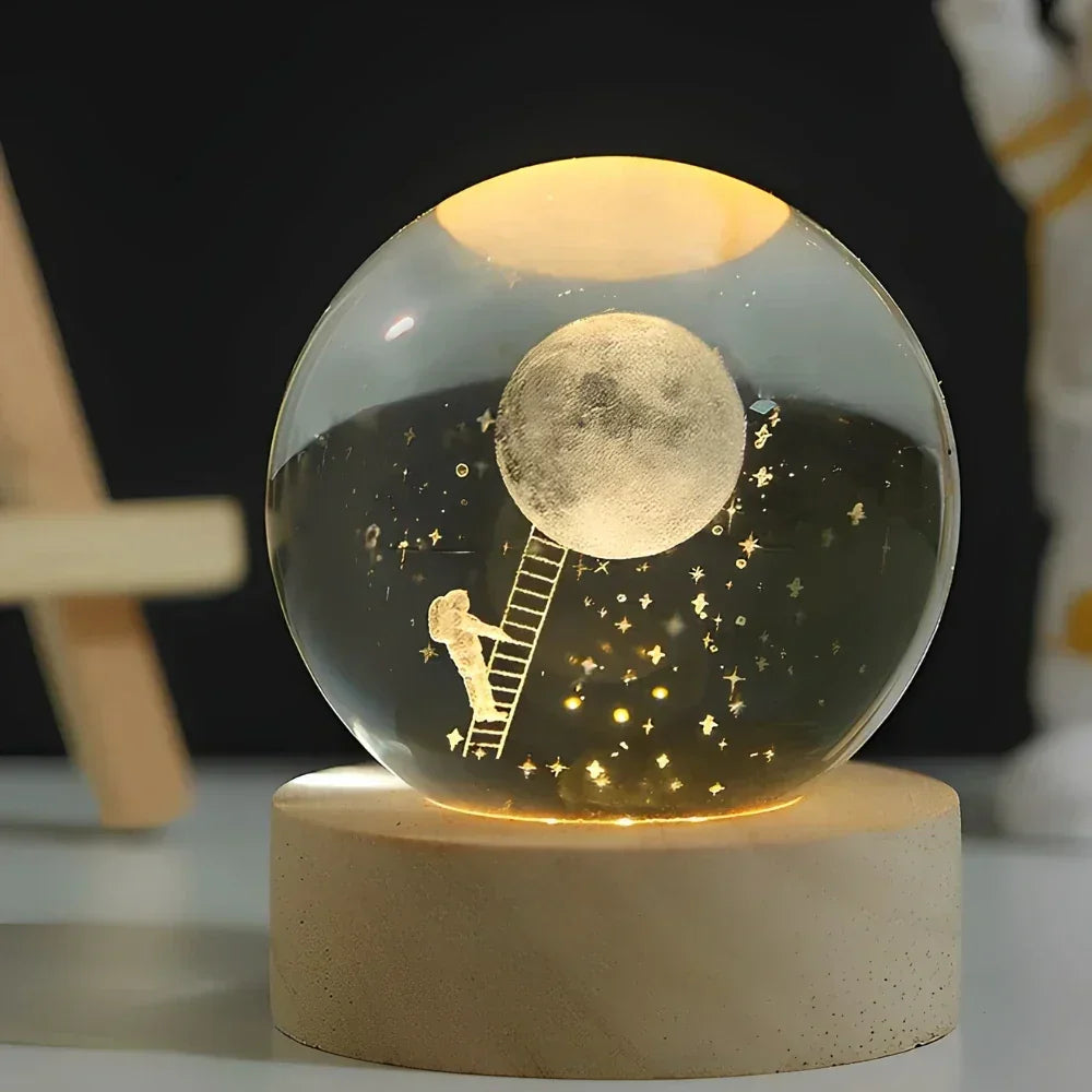 LED Nachtlicht - 3D Kristallkugel - USB betrieben