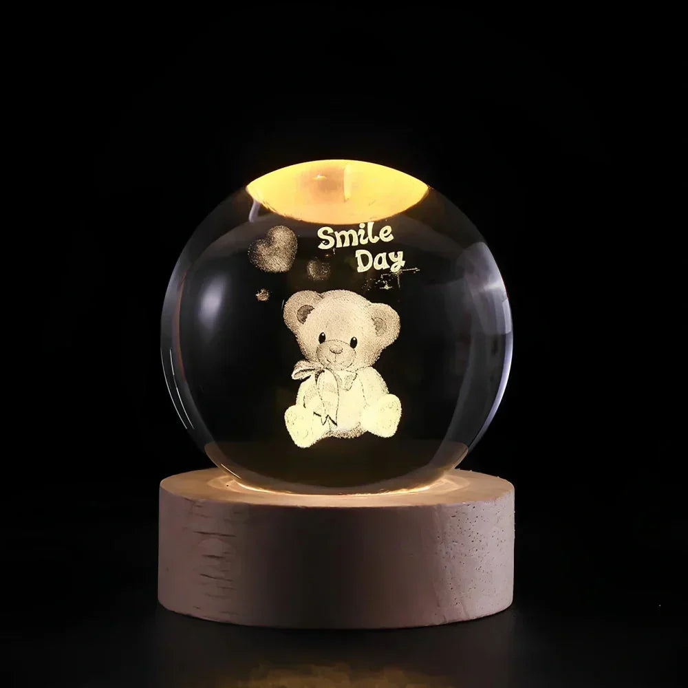 LED Nachtlicht - 3D Kristallkugel - USB betrieben
