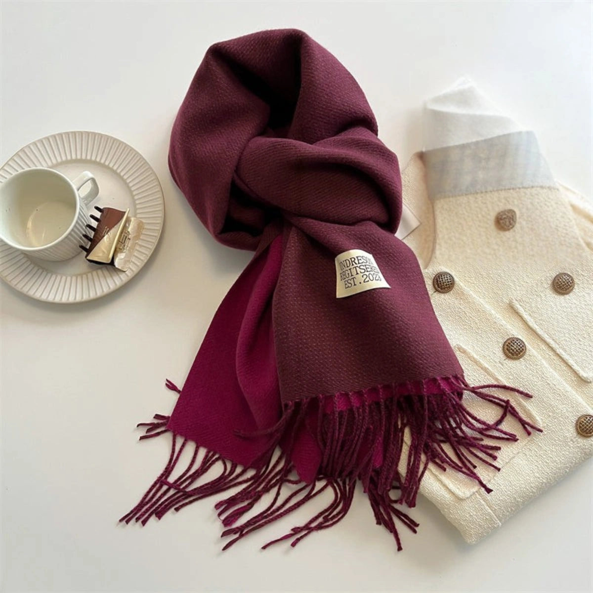 Fontra - Luxuriöser Doppelt Schal mit Quasten für Damen