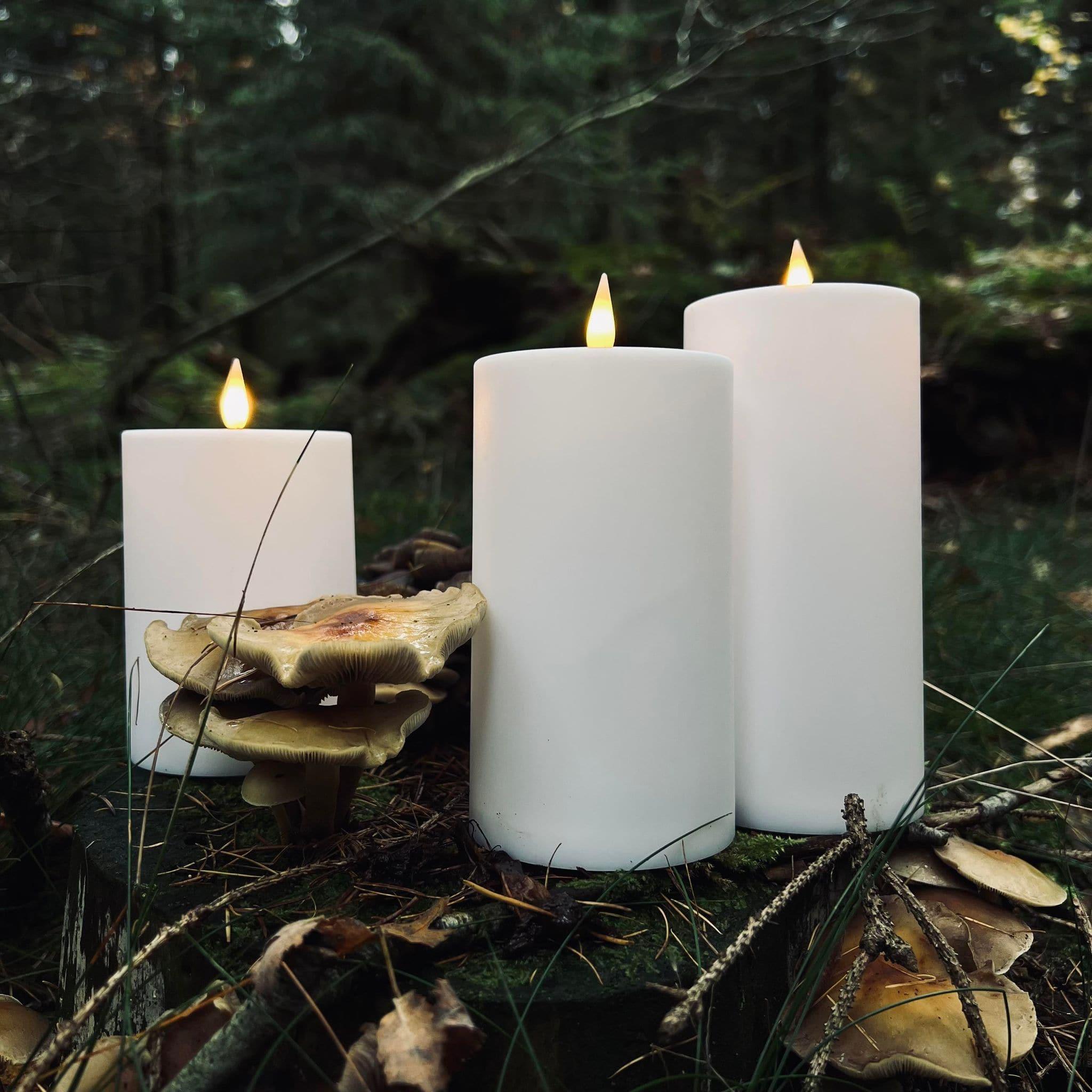 Outdoor LED Kerzen Set - Flammenlose Säulenkerzen