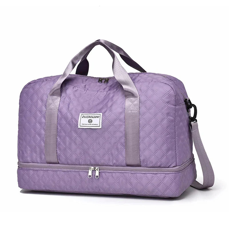 Raumio TravelFlex Leichte Reisetasche mit Diamantmuster | Große Sport- und Wochenendtasche mit Schuhfach und Nassfach | Kabinentauglich und faltbar