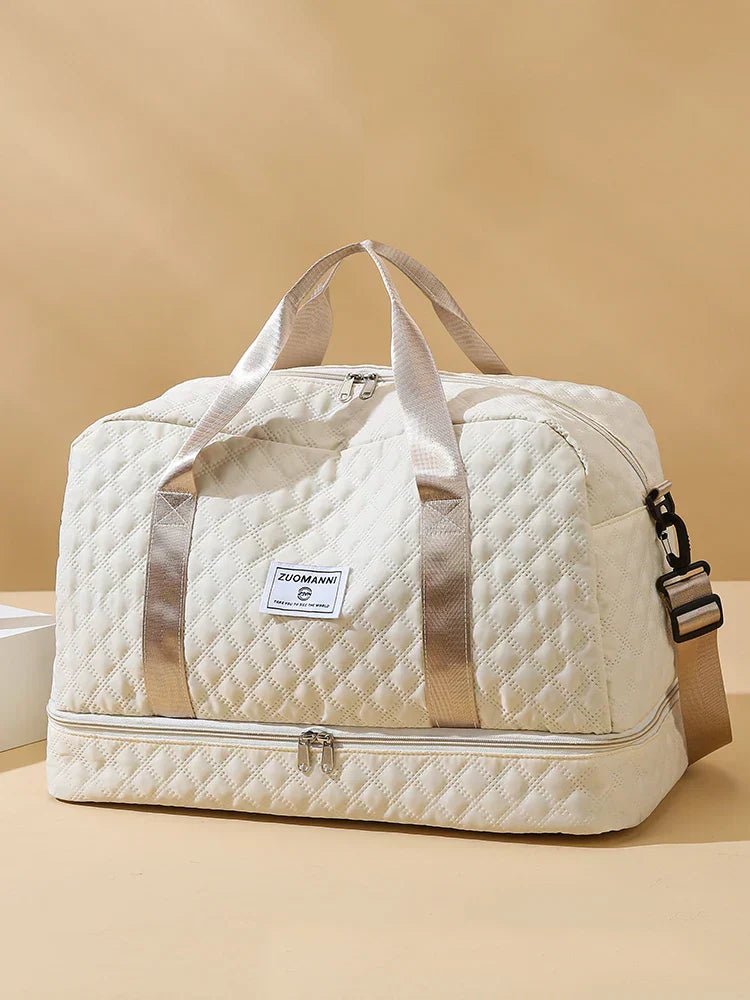 Raumio TravelFlex Leichte Reisetasche mit Diamantmuster | Große Sport- und Wochenendtasche mit Schuhfach und Nassfach | Kabinentauglich und faltbar