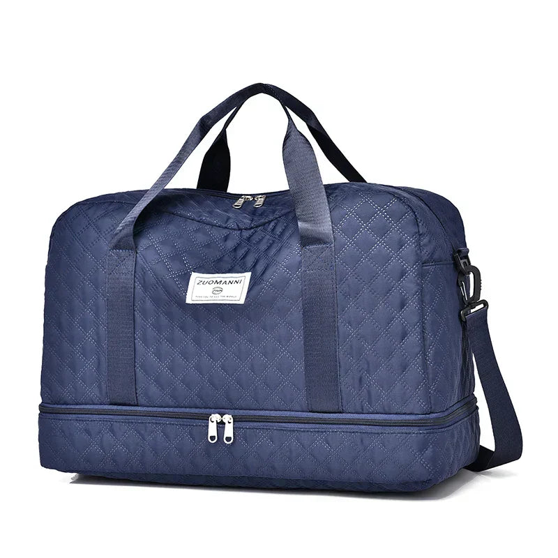 Raumio TravelFlex Leichte Reisetasche mit Diamantmuster | Große Sport- und Wochenendtasche mit Schuhfach und Nassfach | Kabinentauglich und faltbar