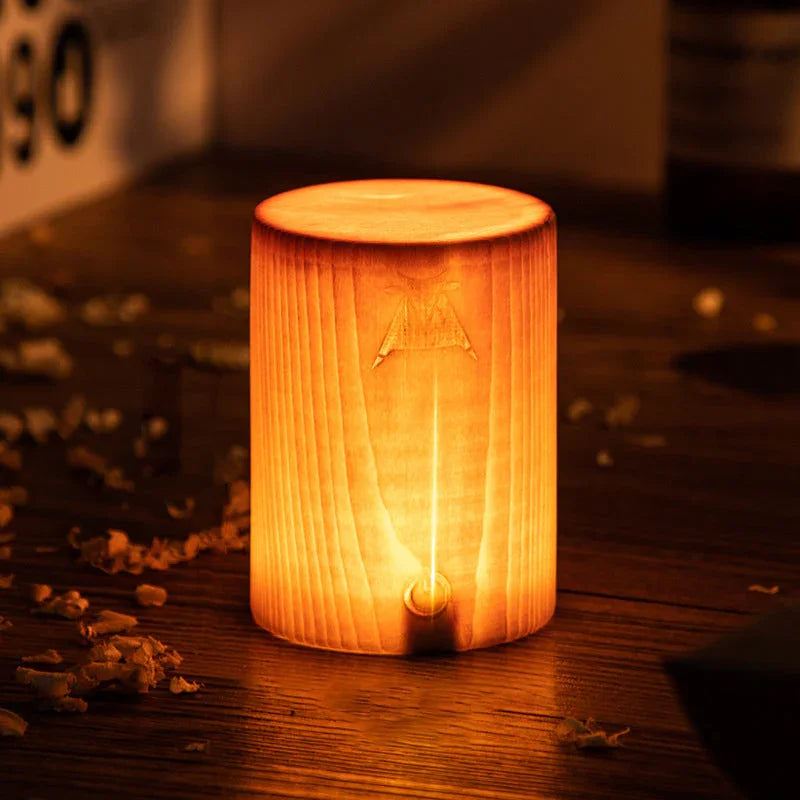 Tischlampe - Touch-Steuerung - Holzfinish