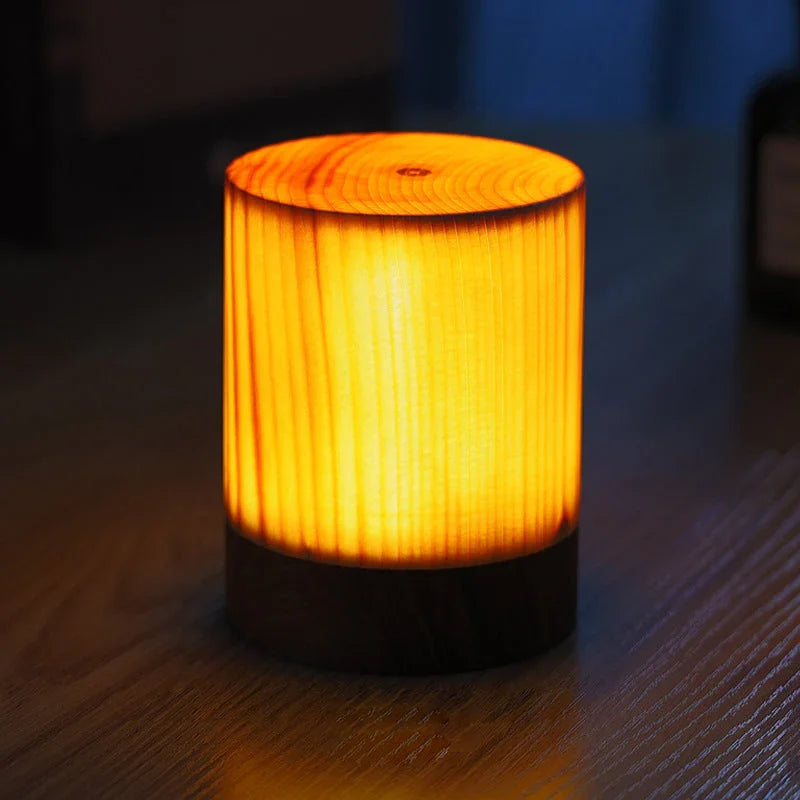 Tischlampe - Touch-Steuerung - Holzfinish