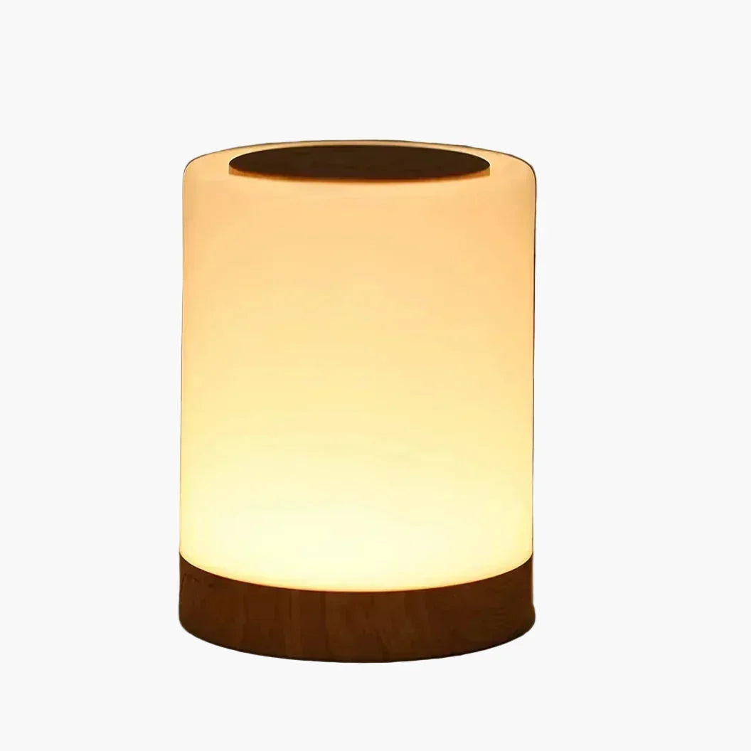 Tischlampe - Holzfuß - Touch-Steuerung