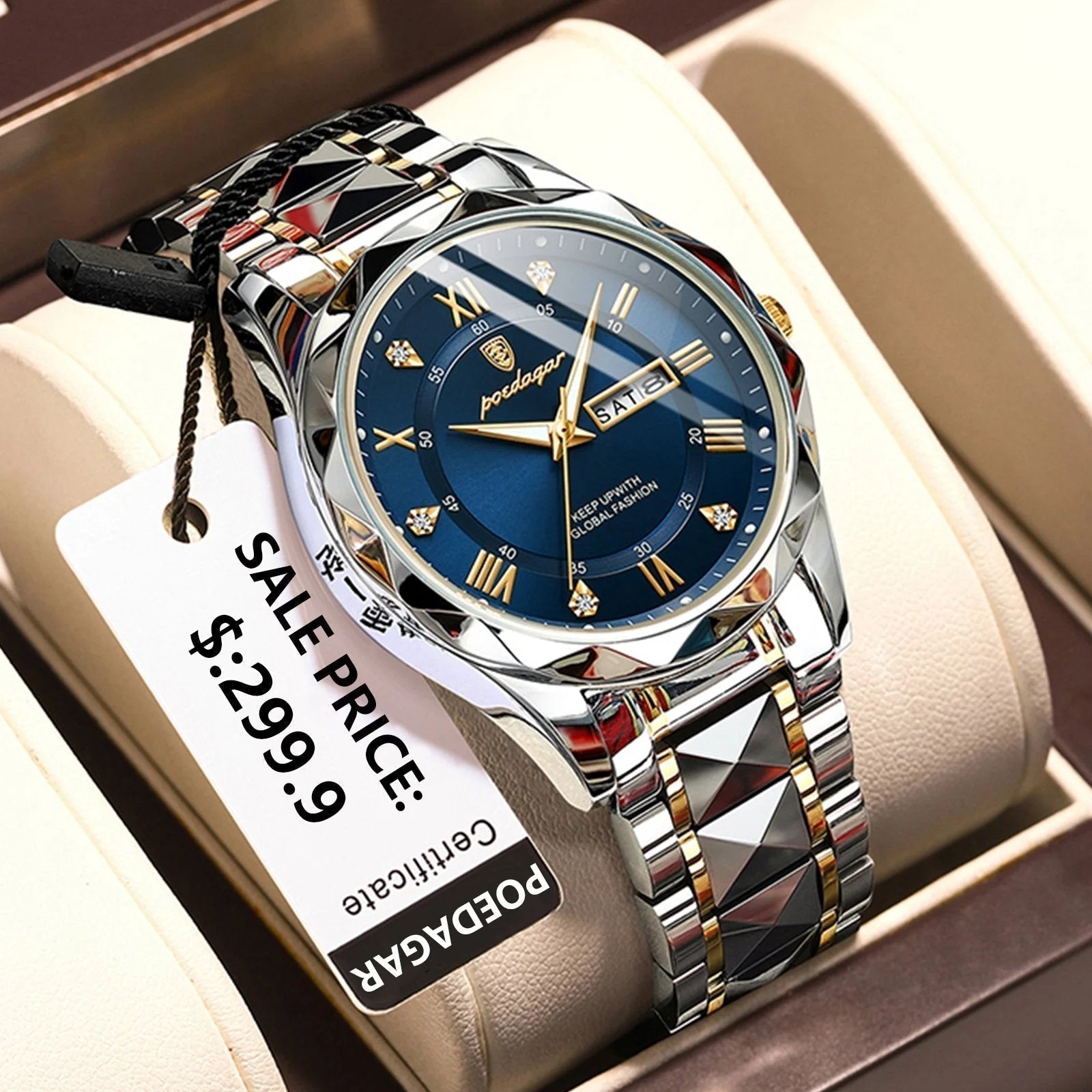 Wasserdichte Luxus-Herrenarmbanduhr der Top-Marke mit Leuchtfunktion