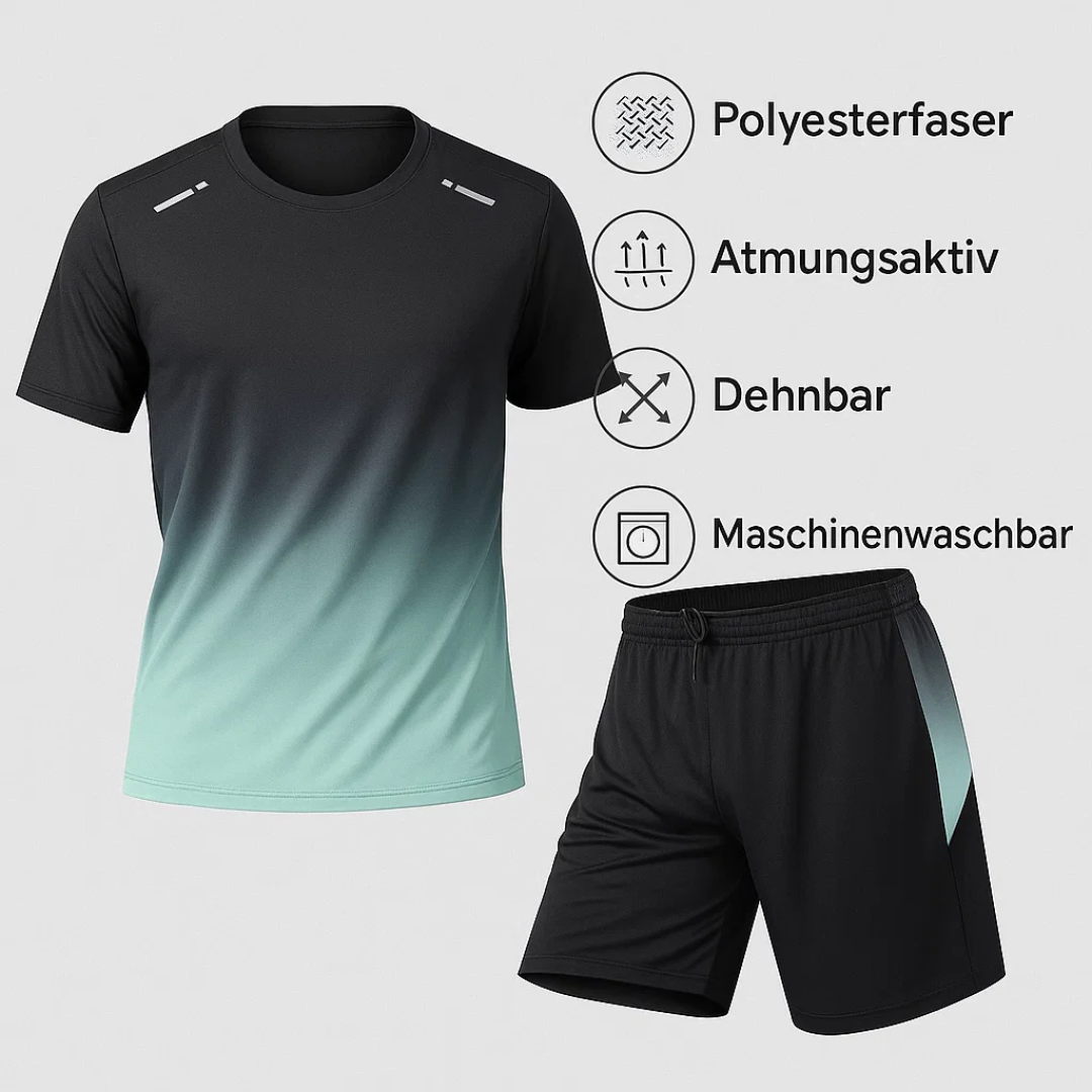 Zweiteiliges Sportbekleidungsset für Herren mit Farbverlauf und optimaler Bewegungsfreiheit