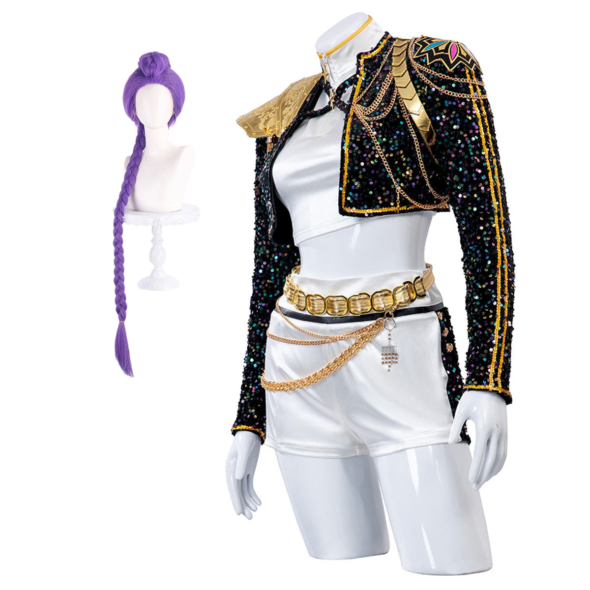 Glitzer Kostüm Damen Schwarz Gold