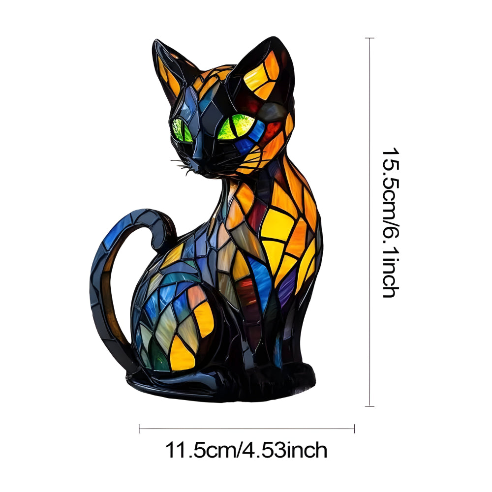 Handgefertigte Katzenlampe Farbwechsel Tischleuchte aus Glas