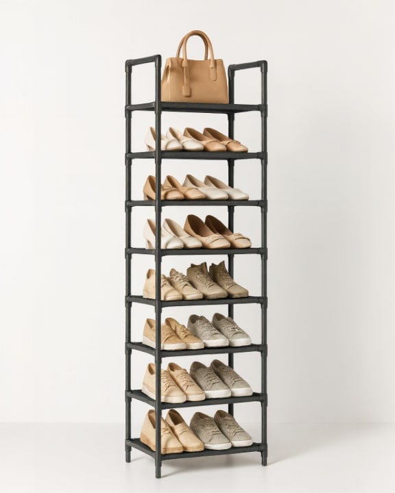 Metall Schuhschrank | Schlanker Schuhregal | Platzsparende Schuhaufbewahrung | StahlLine