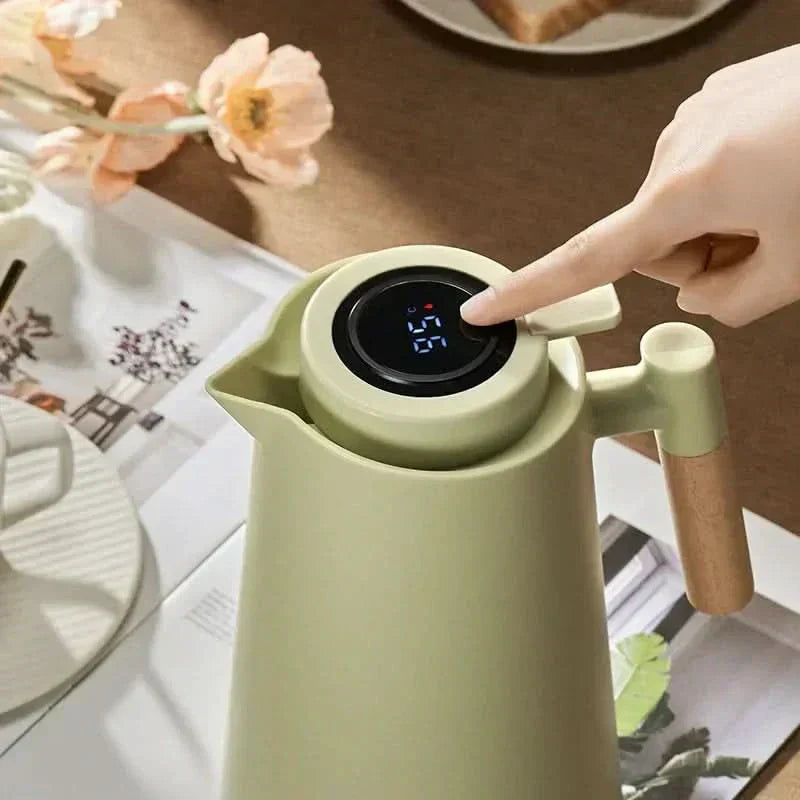 Thermokanne mit Temperaturanzeige | Isolierkanne 1 Liter für Kaffee & Tee | Heatina
